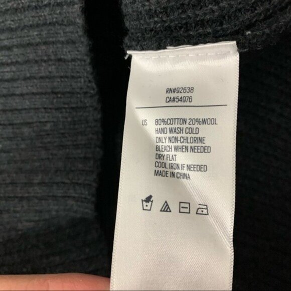 Fossil Mens L Charcoal Wool Blend Quarter Zip Pullover Sweater Classic Fit Warm - Picture 6 of 7